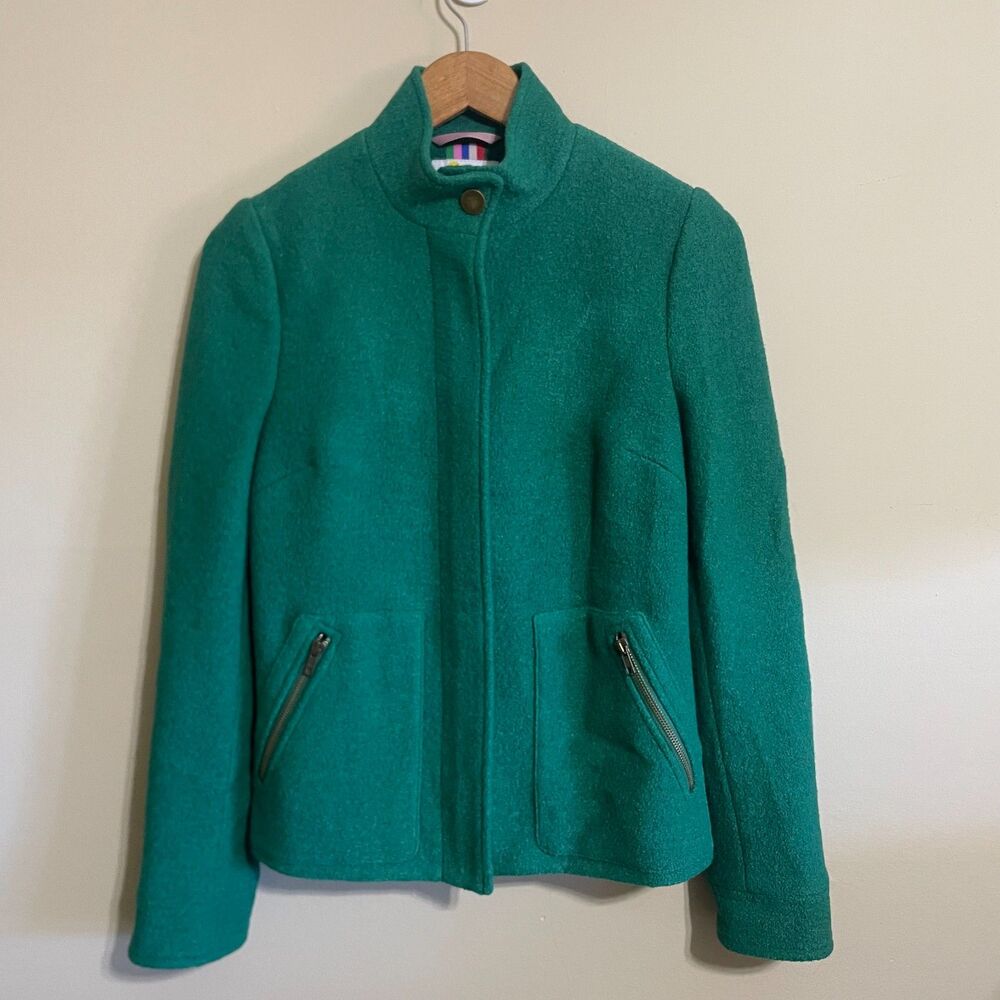 Boden green wool blend zip up jacket 6